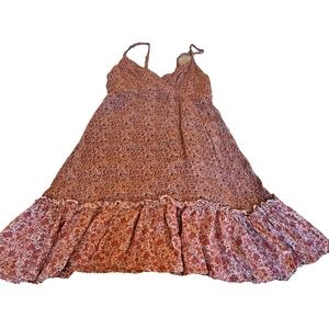 SIM & SAM Anthropologie Women's Boho Spaghetti Strap Floral Print‎ Mini Dress XS